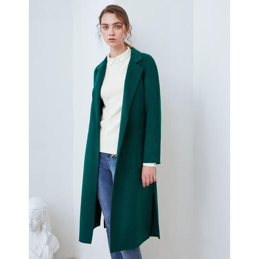 EITIE爱特爱秋季新款时尚通勤百搭显瘦直筒翻领双面呢大衣女D2014509 商品图5