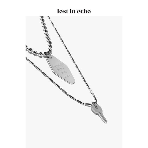 王源同款lost in echo设计师原创love motel 钥匙门牌双层白金锆石项链 商品图1