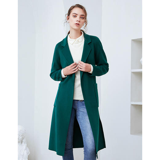 EITIE爱特爱秋季新款时尚通勤百搭显瘦直筒翻领双面呢大衣女D2014509 商品图2