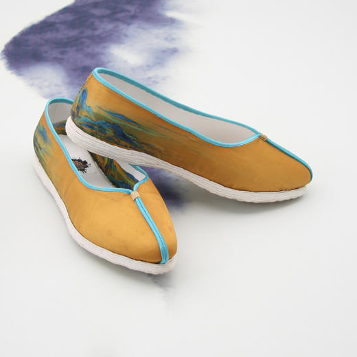 内联升女鞋手工单鞋千层底【国家宝藏】系列千里江山图真丝淑女鞋GB8293 商品图2