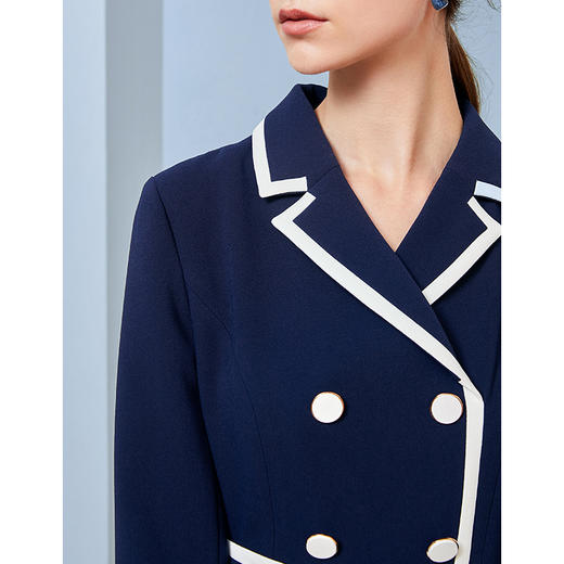 EITIE爱特爱秋季新款时尚洋气通勤职业翻领双排扣收腰连衣裙C2007582 商品图3