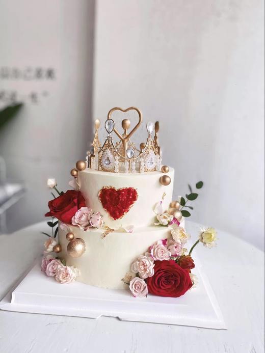 狮子家-网红双层ins风皇冠爱心生日蛋糕 求婚 情人节 纪念日 生日蛋糕 聚会 仪式感必备 商品图1