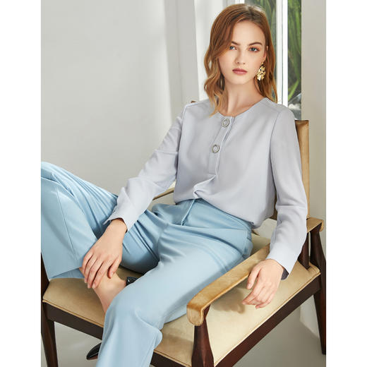 EITIE爱特爱秋季新款时尚百搭通勤职业显瘦休闲直筒长裤女裤6005717 商品图1