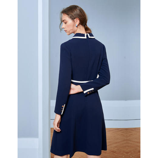 EITIE爱特爱秋季新款时尚洋气通勤职业翻领双排扣收腰连衣裙C2007582 商品图5