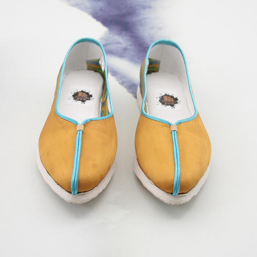 内联升女鞋手工单鞋千层底【国家宝藏】系列千里江山图真丝淑女鞋GB8293 商品图1