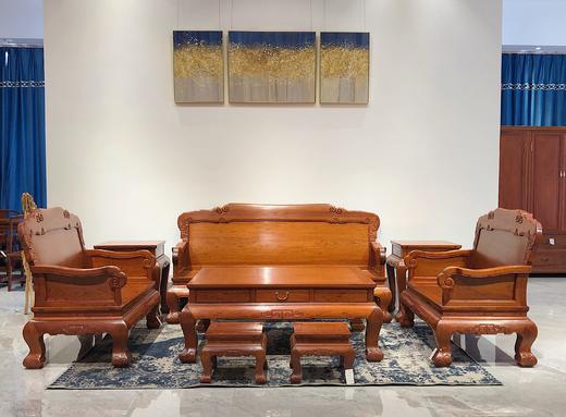 红桥红  家具严选  缅甸花梨（大果紫檀）  【如意 弯背虎脚 223沙发八件套】 商品图0