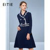 EITIE爱特爱秋季新款时尚洋气通勤职业翻领双排扣收腰连衣裙C2007582 商品缩略图0