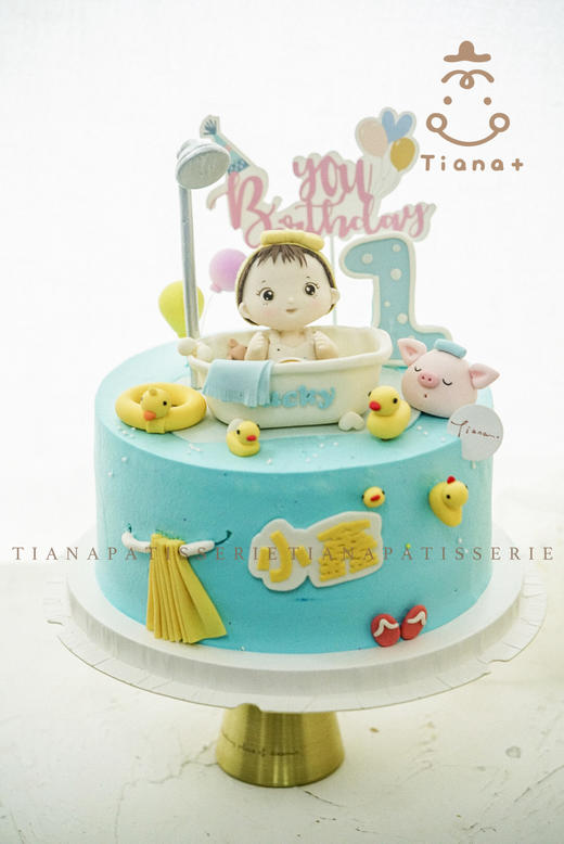 浴缸里的小可爱 翻糖蛋糕来图定制 商品图1