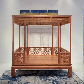 红桥红  家具严选  缅甸花梨（大果紫檀）  【200八柱十字海棠纹 明式架子床】