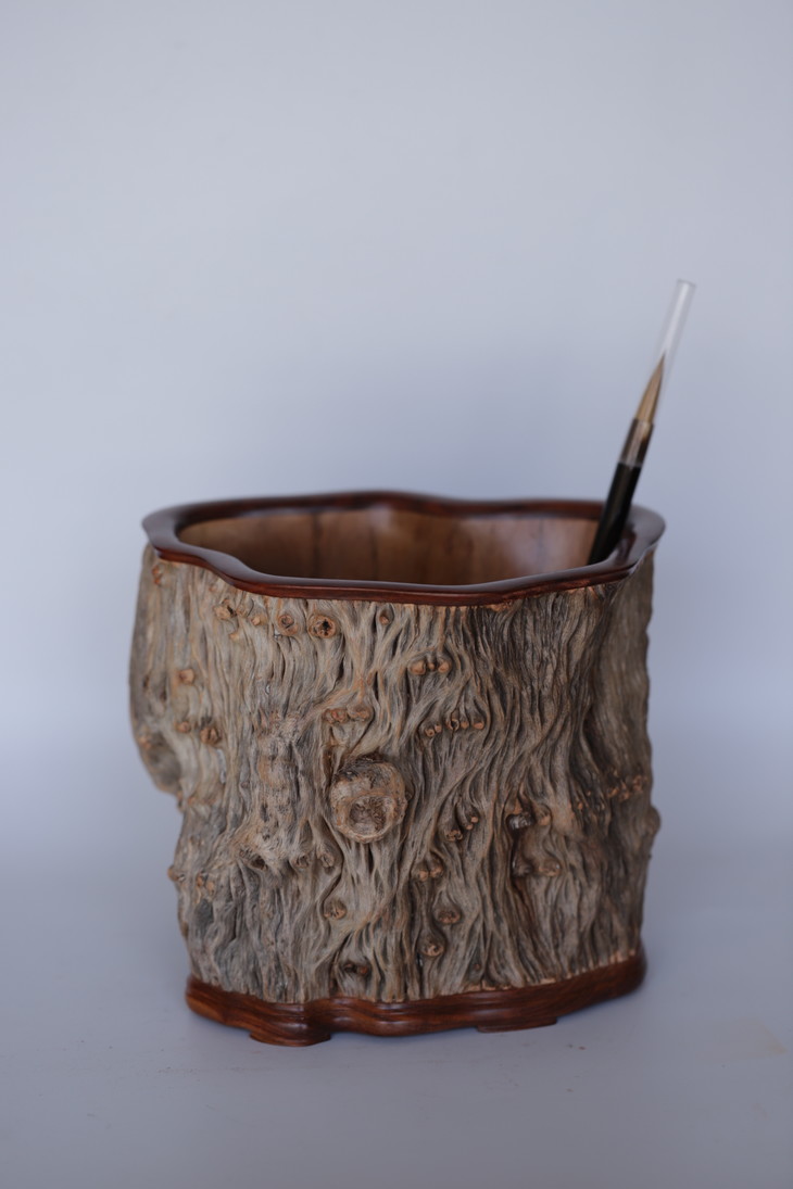 天然荔枝木大笔筒笔海画筒