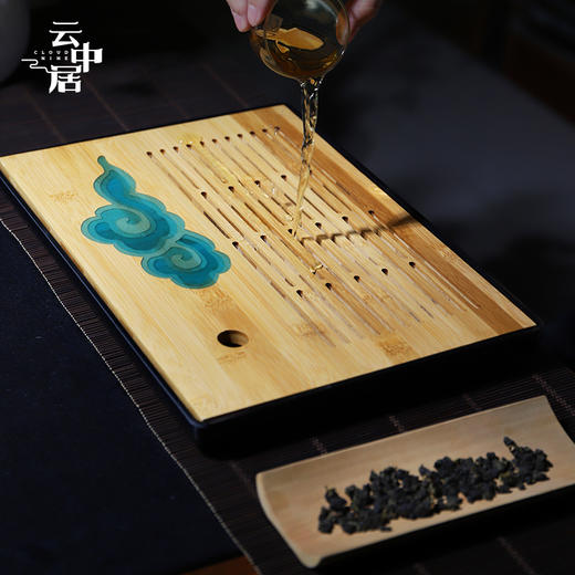 黑色长方形祥云干泡茶盘 商品图3
