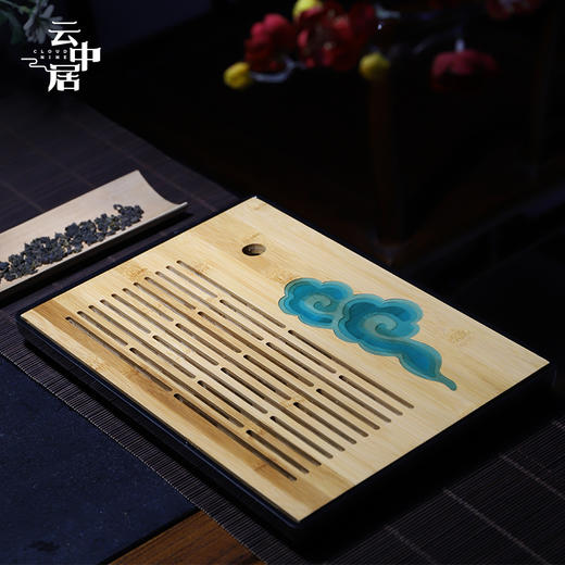 黑色长方形祥云干泡茶盘 商品图0