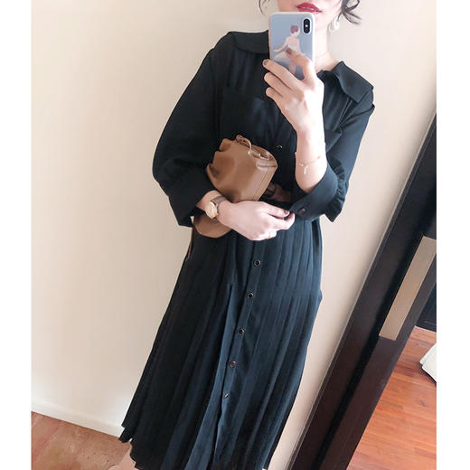 "走路带风女杀手" 细节设计感 剪裁时髦雪纺风衣连衣裙 商品图0