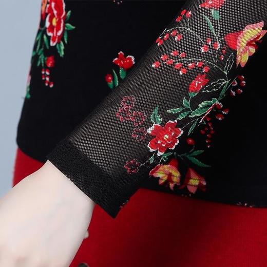 MZ-MZ6200秋季新款时尚翻领弹力网纱印花小衫 商品图2