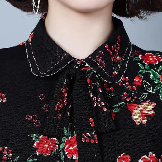 MZ-MZ6200秋季新款时尚翻领弹力网纱印花小衫 商品图3