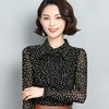 MZ-MZ6200秋季新款时尚翻领弹力网纱印花小衫 商品缩略图0