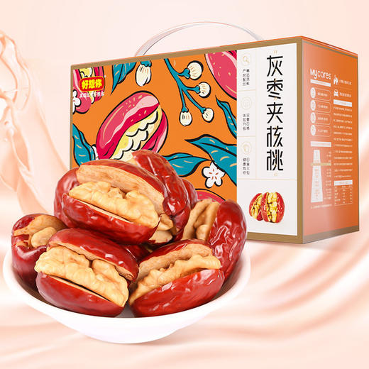 枣夹核桃 礼盒装 约60小包 零食大礼包 新疆特产大枣 休闲零食坚果干果 骏枣 灰枣 混合枣 商品图2