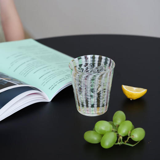 日本 小林亮二 彩色玻璃杯 高足杯 条纹 啤酒杯汽水杯日式复古 商品图3