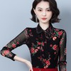 MZ-MZ6200秋季新款时尚翻领弹力网纱印花小衫 商品缩略图1