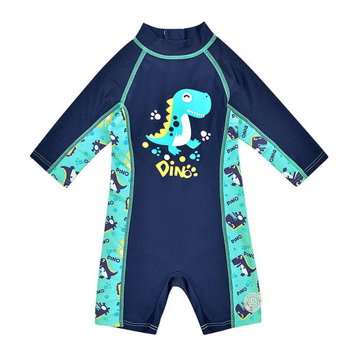 sisia儿童泳衣男童新款可爱恐龙中长袖防晒中大童连体游泳衣 商品图5