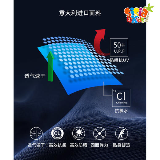 sisia儿童泳衣男童新款可爱恐龙中长袖防晒中大童连体游泳衣 商品图3