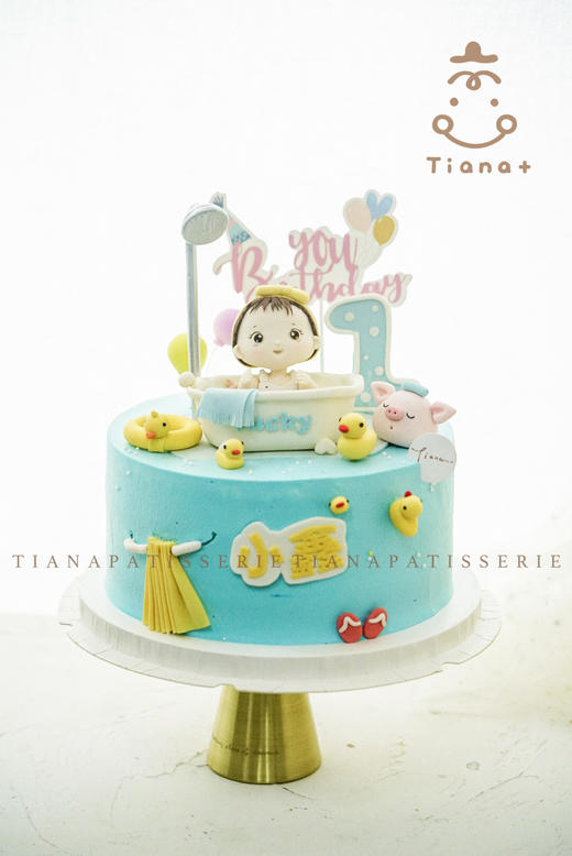 浴缸里的小可爱 翻糖蛋糕来图定制 商品图0
