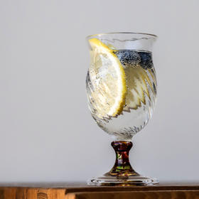 日本 小林亮二 彩色玻璃杯 高足杯 条纹 啤酒杯汽水杯日式复古