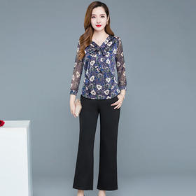 YW-LRX-WE316印花时尚，气质修身舒适两件套