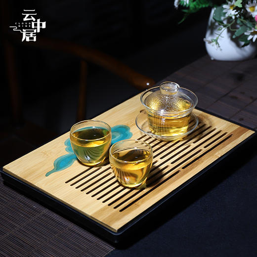 黑色长方形祥云干泡茶盘 商品图1