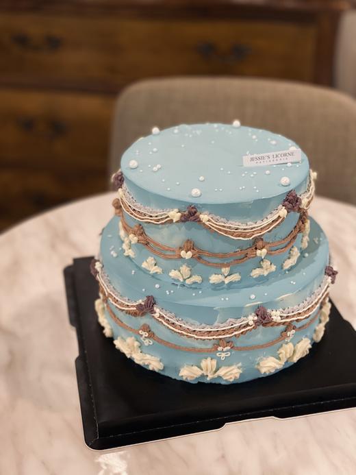 复古聚会裱花奶油生日蛋糕 商品图0