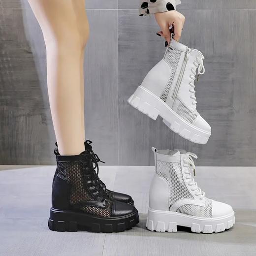 真皮女靴马蹄跟，中筒增高韩版百搭休闲女短靴AM225 商品图1