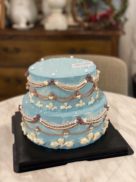 复古聚会裱花奶油生日蛋糕 商品图1