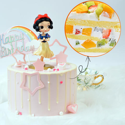 白雪公主奶油鲜果蛋糕+赠送LED发光帽【惠州】 商品图5