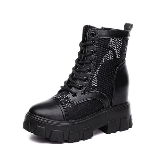 真皮女靴马蹄跟，中筒增高韩版百搭休闲女短靴AM225 商品图3