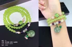 正品纯天然印度蜜蜡玉佛珠扩香手链 蜜蜡玉白水晶瓶坠三圈手串 项链
