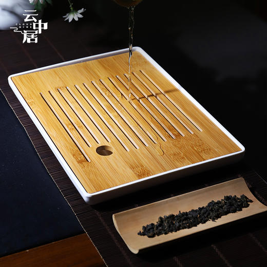 白色长方形简约干泡茶盘 商品图3
