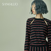 条纹针织睡衣套装SANGLUO桑罗镂空运动时尚条纹上衣女性感包臀裙 商品缩略图1