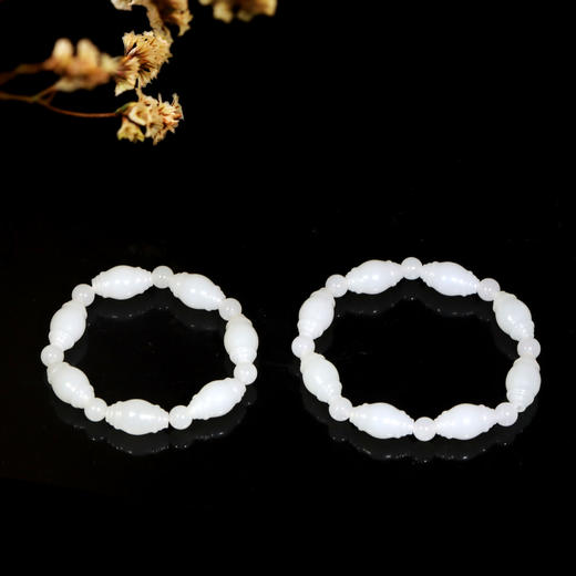 和田玉（白玉）俄料鼓珠手串 商品图3