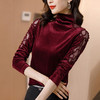 时尚修身半高领丝绒绣花长袖打底衫KQL1306 商品缩略图1