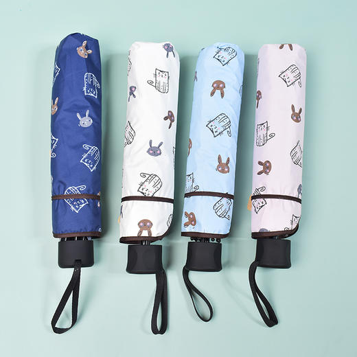 【多色可选】卡通猫咪晴雨伞黑胶超强防紫外线学生男女遮阳伞8骨骨架折叠伞FZ20210 商品图0