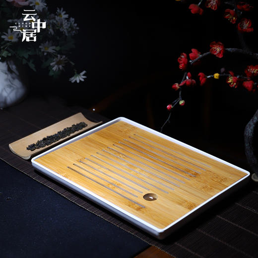 白色长方形简约干泡茶盘 商品图0