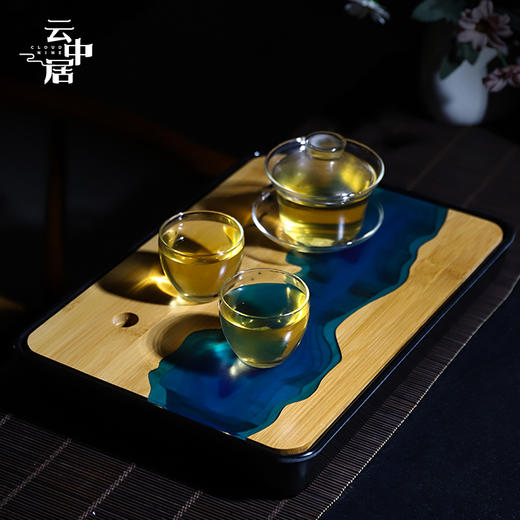 黑色长方形河流干泡茶盘 商品图1