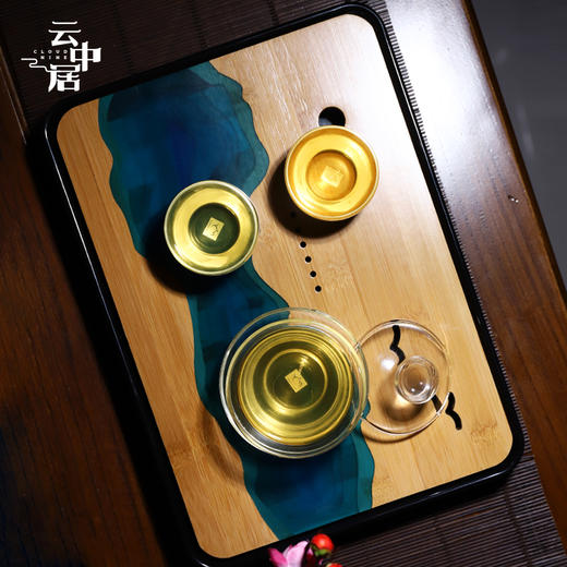 黑色长方形河流干泡茶盘 商品图3