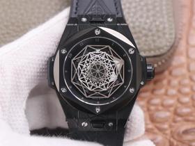 HB恒bao宇boSang Bleu 刺青腕表465.CS.1114.VR.1200.MXM18。尺寸40×14，男士腕表，自动机械机芯，橡胶表带，透底。