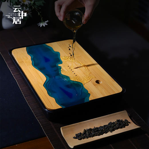 黑色长方形河流干泡茶盘 商品图2