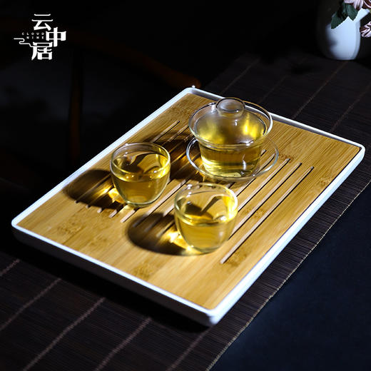 白色长方形简约干泡茶盘 商品图1