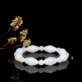 和田玉（白玉）俄料鼓珠手串