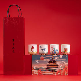 【心中所想，皆达所愿】事事如意国潮茶器礼，锦鲤/青鸟/麋鹿/醒狮，黄金点缀，口沿精致描金，足底大面积片金描边，自用送礼两相宜。