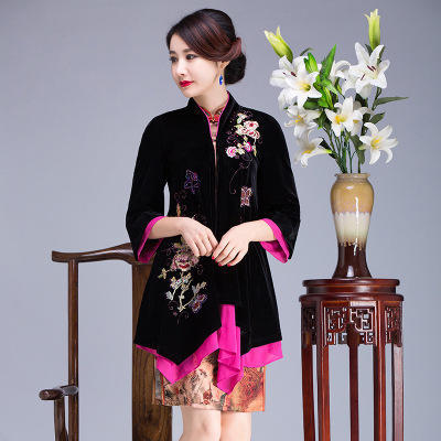 QQ 271 2020新款女式外套金丝绒刺绣民族风上衣国风复古立领 商品图1