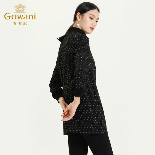 乔万尼早秋提花O型黑色显瘦百搭印花中领连衣裙ES3E545 商品图2